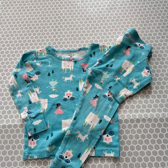 Carter's Other - Carter's Teal Princess & Unicorn Pajama Set with Pink Accents Size 2T